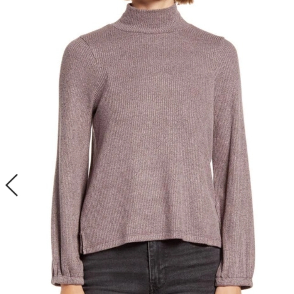 Madewell Mock Neck Bubble Sleeve Top